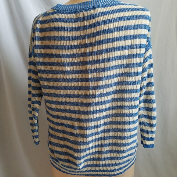 J. Crew Stripped Blue Lightweight Knit Sweater XXS - Picture 2 of 8